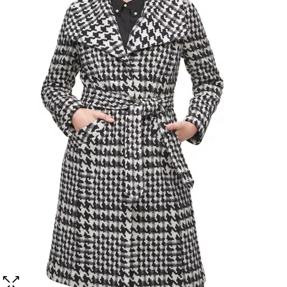 NWOT Houndstooth Women's Single-Breasted Belted Coat